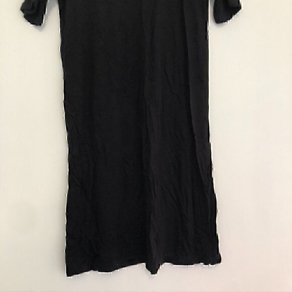 H&M BASICS Solid Black Short Sleeve Crew Neck 100% Viscose Mini T-Shirt Dress XS - Picture 4 of 12